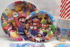 Mario Birthday Party Supplies Plates Cups Banner Backdrop Balloons Toppers Table