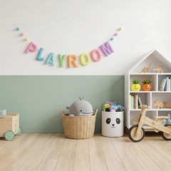 Pre-strung Felt Playroom Banner Reusable Play Wall Sign Macaron Pastel Color …