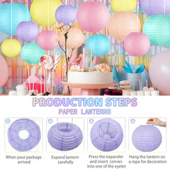 Pastel Paper Lanterns Decorative, Classroom Decor Macaron-Color Neon Hanging Pap