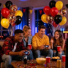 60pcs Red and Yellow Balloons 12inch, Red Yellow Black Red Black Yellow