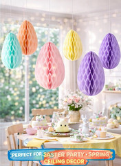 Pastel Honeycomb Easter Egg Decorations Hanging Party Decor 20cm 30cm x 6