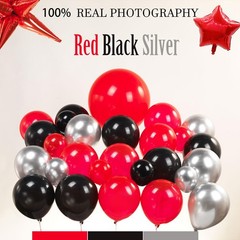 Luftparty Black Red And Silver Balloon Garland Arch Kit 130Pcs Red And Silver