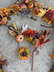 Lot 2 Pcs Fall Garland Fall Decorations for Home 6Ft, Fake Pumpkin Xtr Flowers