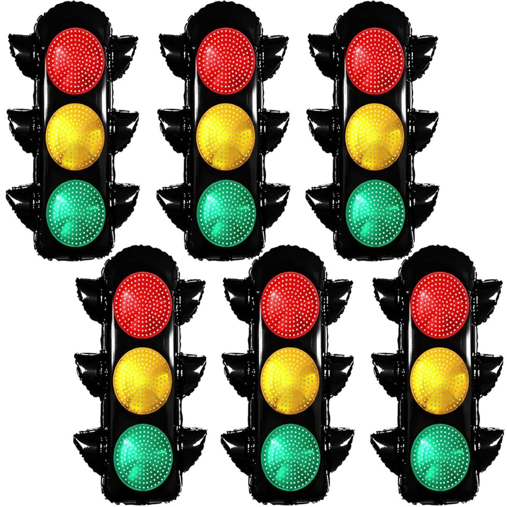 6Pcs Race Car Balloons Birthday Party Decorations – 32 Inch Traffic Light Bal…