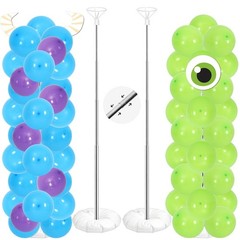 2 Sets Cartoon Monster Balloon Column Stand Kit Blue Purple Lime Green Adjust…