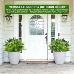 12 Bundles 4 Styles Artificial Plants Outdoor, UV Resistant No 12P, Green