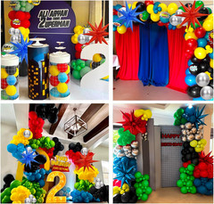 137Pcs Red Blue Yellow Green Black Balloon Arch Garland Kit with Balloons for Bi