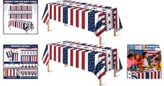 Festive 2-Pack Red, White & Blue Tablecloths for July 4th Celebrations – 52×87
