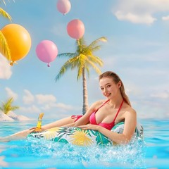 4 Pack Pool Floats Adult,Pool Floaties for Adults with Two Cup Holders Inflat…