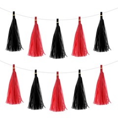 20Pcs Black,Red Tassel Garland Banner with Rope