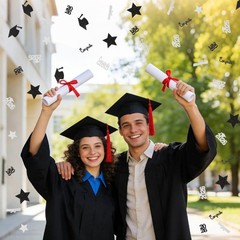 200 PCS Black Silver Graduation Table Confetti Glitter Cap Class Of 2026