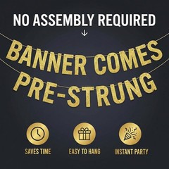 Pre-Strung Funny Bachelor and Bachelorette Party Gold Glitter Banner – Funny …