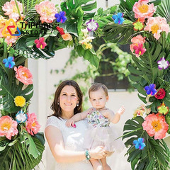 60Pcs Tropical Party Decorations Supplies Palm Middle, Multi Color