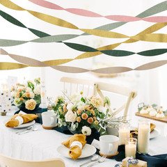 Wedding Party Decorations, 6 Rolls Sage Green Crepe Paper Streamers or Green Boh