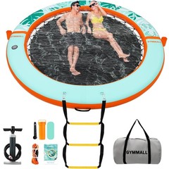 Inflatable Water Hammock Floating Dock 8 FT with Mesh, Tanning Pool Raft Round R