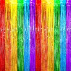 Rainbow Foil Fringe Backdrop Curtain Tinsel Party Decor Streamer 4 PCS