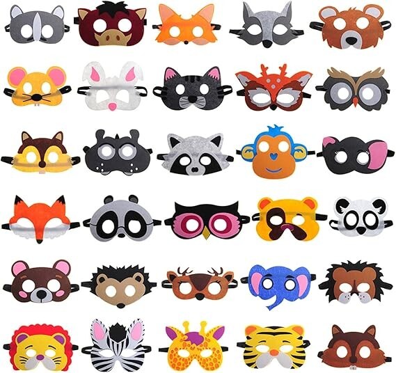 Máscaras De Fieltro De Animales Para Fiestas (30 Paquetes) Para Niños Fiesta NEW