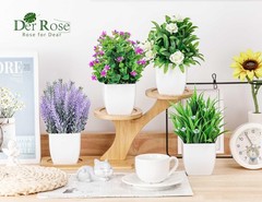 Der Rose 4 Pack Fake Plants Small Artificial Potted 7.18″H × 2.56″W, White