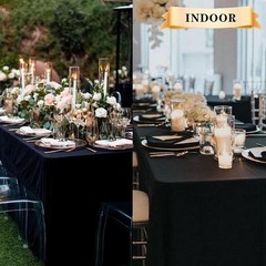 OUDIS Black Table Cloth Rectangle 60×102 Inches 6 Pack Polyester Table Cover for