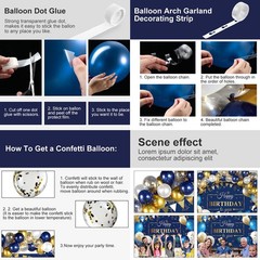 Navy Blue and Gold Birthday Decoration Kit with Banner and Confetti Balloons