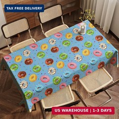 4 Pack Donut Party Tablecloth Sprinkle Donut Theme Party Decorations Blue Ice Cr