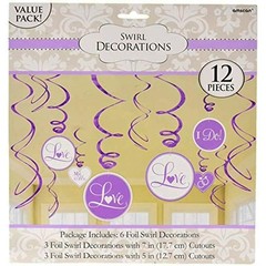 Wedding and Engagement Hanging Swirl Party Decorations 12 Pieces Lilac Love New
