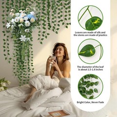 12 Pack 86Ft Fake Plants Artificial Vines for Room Decor, Faux ivy Green