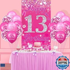 Pink 13th Birthday Decorations for Girls Boys Pink Happy 13th Birthday Door C