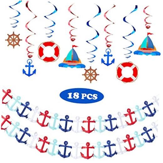 18 Pieces Nautical Party Decorations Cruise Door Banner Nautical Birthday