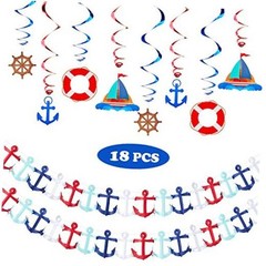18 Pieces Nautical Party Decorations Cruise Door Banner Nautical Birthday