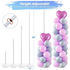 Balloon Stands for Floor, 60 Inch Height Adjustable Balloon Column Stand, Met…