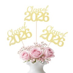 Gold Class of 2026 Doublesided Graduation Table Centerpieces, 12 Pcs Grad Par…