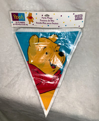 New VTG Hallmark Party Express Disney Pooh Party Flags 12′ Decoration *READ Des