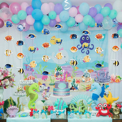 9 Pcs Tropical Fish Decorations under the Sea Party Banners Ocean Themed Supplie