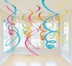 30pc Silver Party Swirl Decorations Hanging Swirls for Ceiling or Birthday Decor
