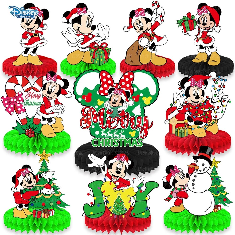 10pc Christmas Mickey Mouse Honeycomb Centerpieces Table Topper Party Decor NEW