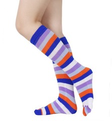 Benefeet Colorful Rainbow Striped Toe Socks – Girls Womens Cute Long Knee Hi…