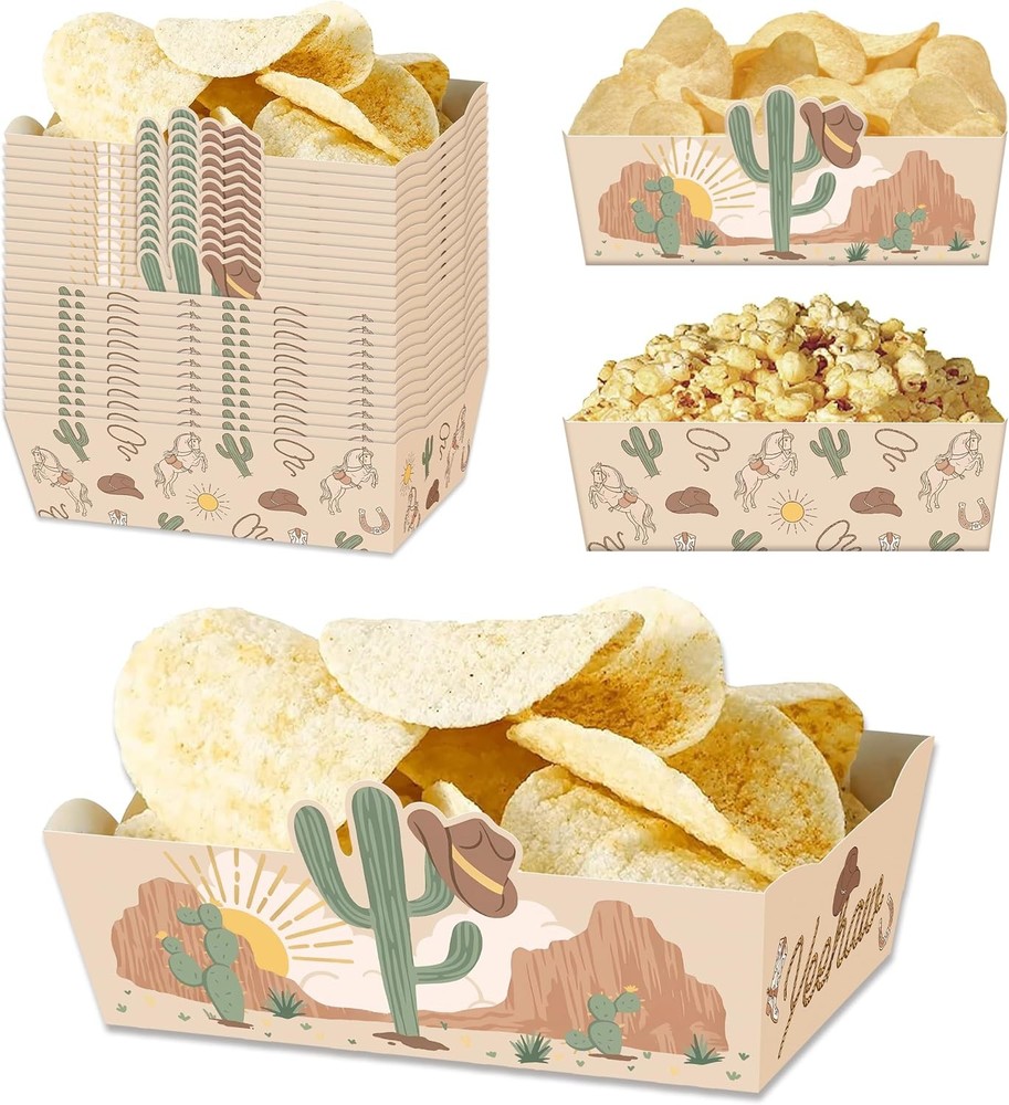 24 Pcs Western Theme Food Trays Cowboy Birthday Party Decorations Western party