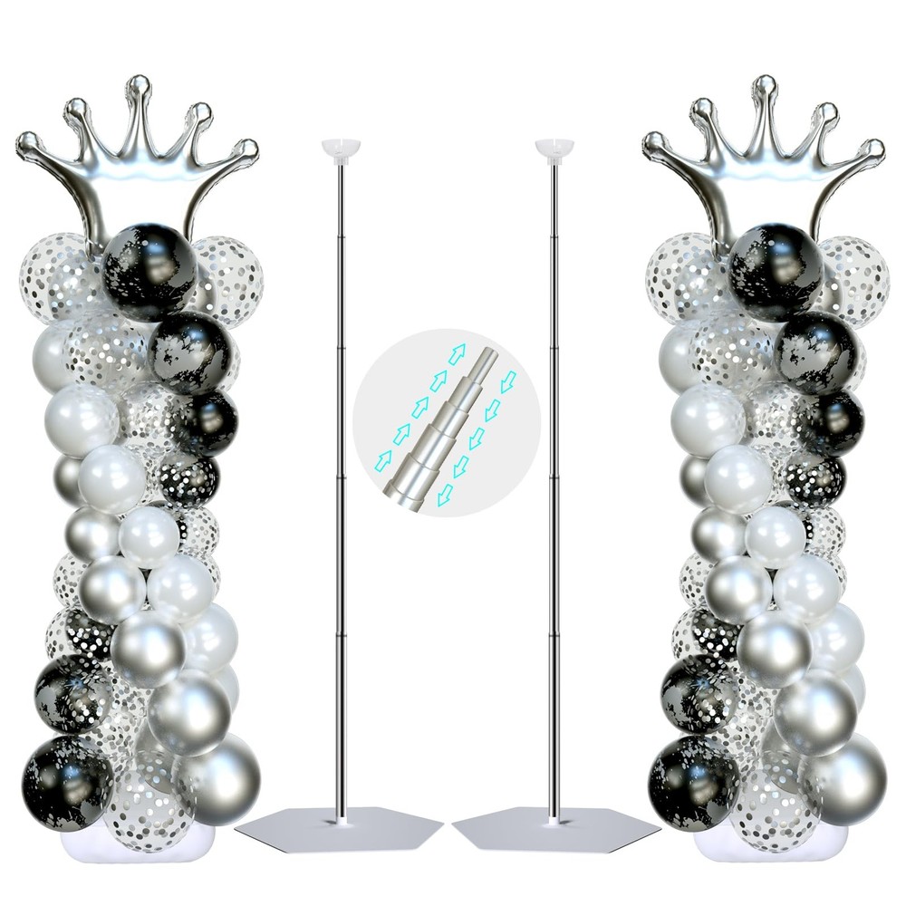 Balloon Arch Stand, Balloon Arch Kit of 2, 7 Feet Height Adjustable Metal Bal…
