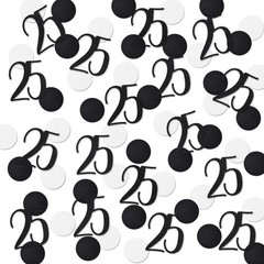 200 PCS Black Glitter Number 25 Confetti 25th Birthday Anniversary Table Decor
