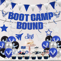 Air Force Party Decorations, Blue Boot Camp Bound Themed Birthday Banner, Farewe