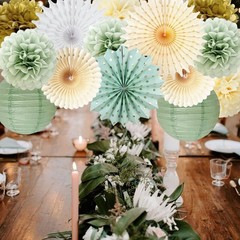 Sage Green Party Decorations Sage Green and Gold Pom Poms Flowers Fans Olive …