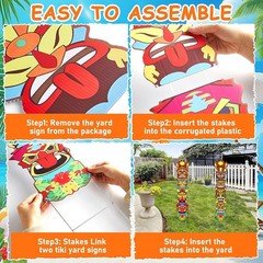 Tiki Bar Decorations 2 Pcs Hawaiian Luau Party Summer Tiki Signs Yard Decor