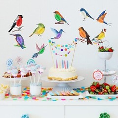 10 Tropical Birds Honeycomb Cutouts, Luau Party Decor-Tiki Party Colombian party