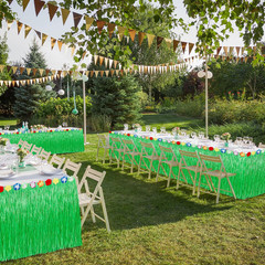 Hawaiian Party Table Decorations, 1PCS Green Luau Party Table Skirt Decorations,