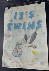 It’s Twins Baby Birth Announcement Yard Sign Stork Twins Coroplast 13×18