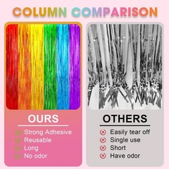 4 PCS Rainbow Foil Fringe Backdrop Curtain Tinsel Streamer Party Decoration