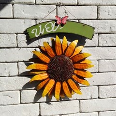 Sunflower Metal Hanging Sign Welcome Plaque for All Seasons and Spaces