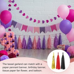 30 Pcs Tassel Garland, Black Bright Red Gold Tassels