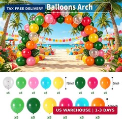 200 Pcs Aloha Luau Party Decorations Set, Hawaiian Tropical Summer Beach Party S
